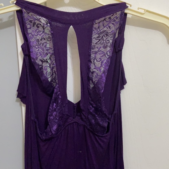 Dark Purple Blouse with Lace - Picture 4 of 5